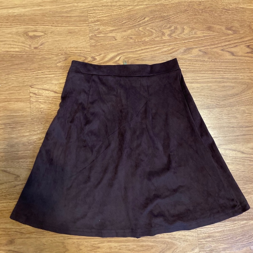 Charlotte Russe Brown Zipper Suede Skater skirt - Picture 2 of 2